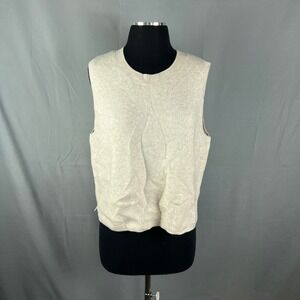 Song Of Style By Aimee Sweater Vest Womens XL Beige Relaxed Fit Ribbed Trim Cozy